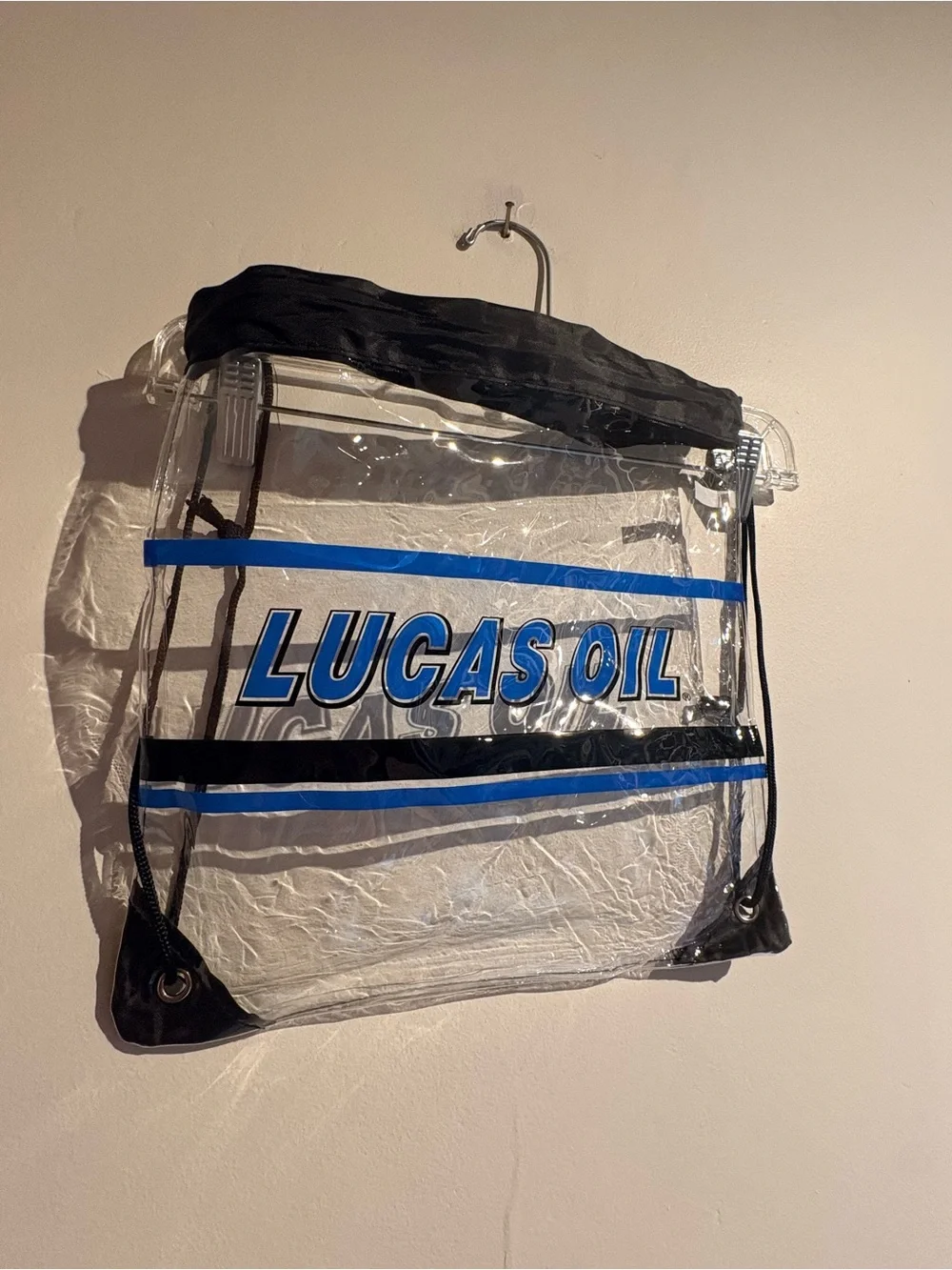Lucas oil clear backpack